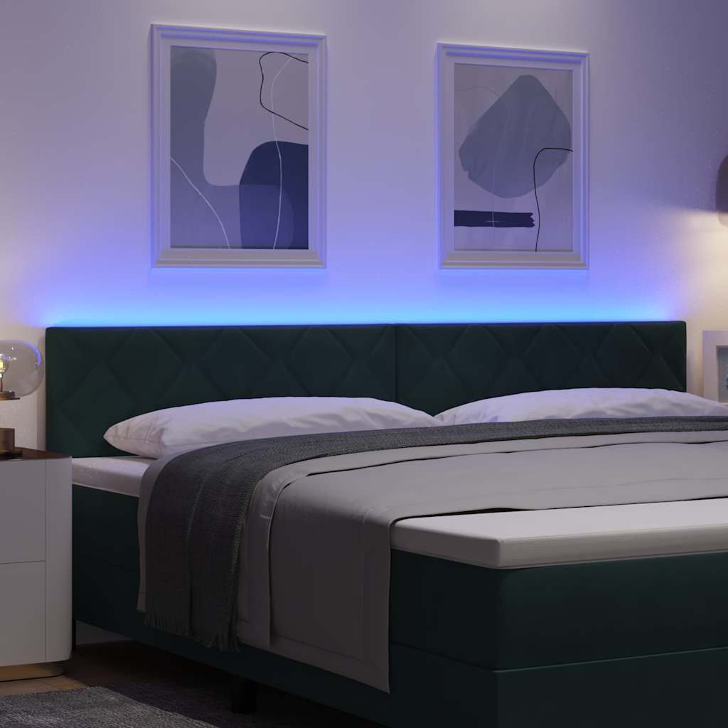 vidaXL Wezgłowie LED Ciemna zieleń 200 cm Aksamit