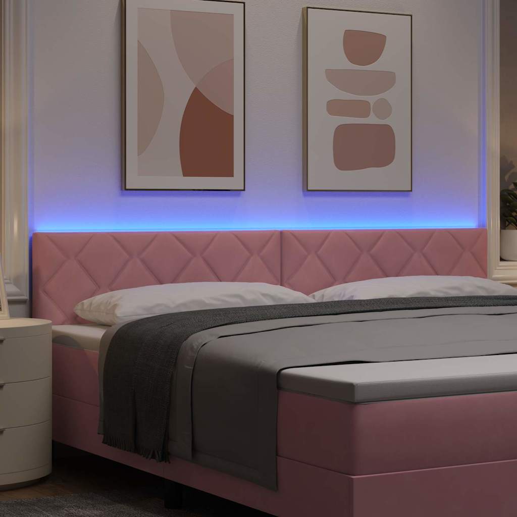 vidaXL Wezgłowie LED Różowy 200 cm Aksamit