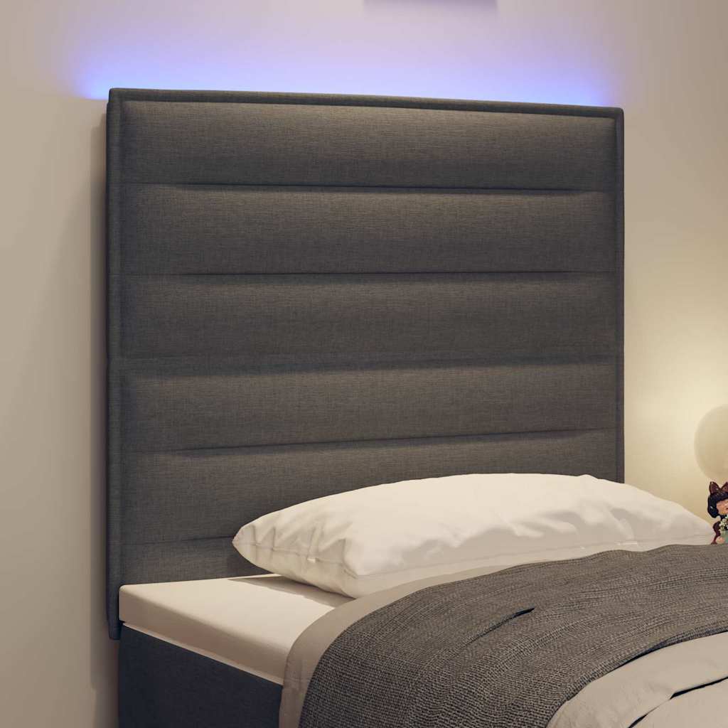vidaXL Wezgłowie LED z paskami LED Ciemnoszary 80 cm tkanina