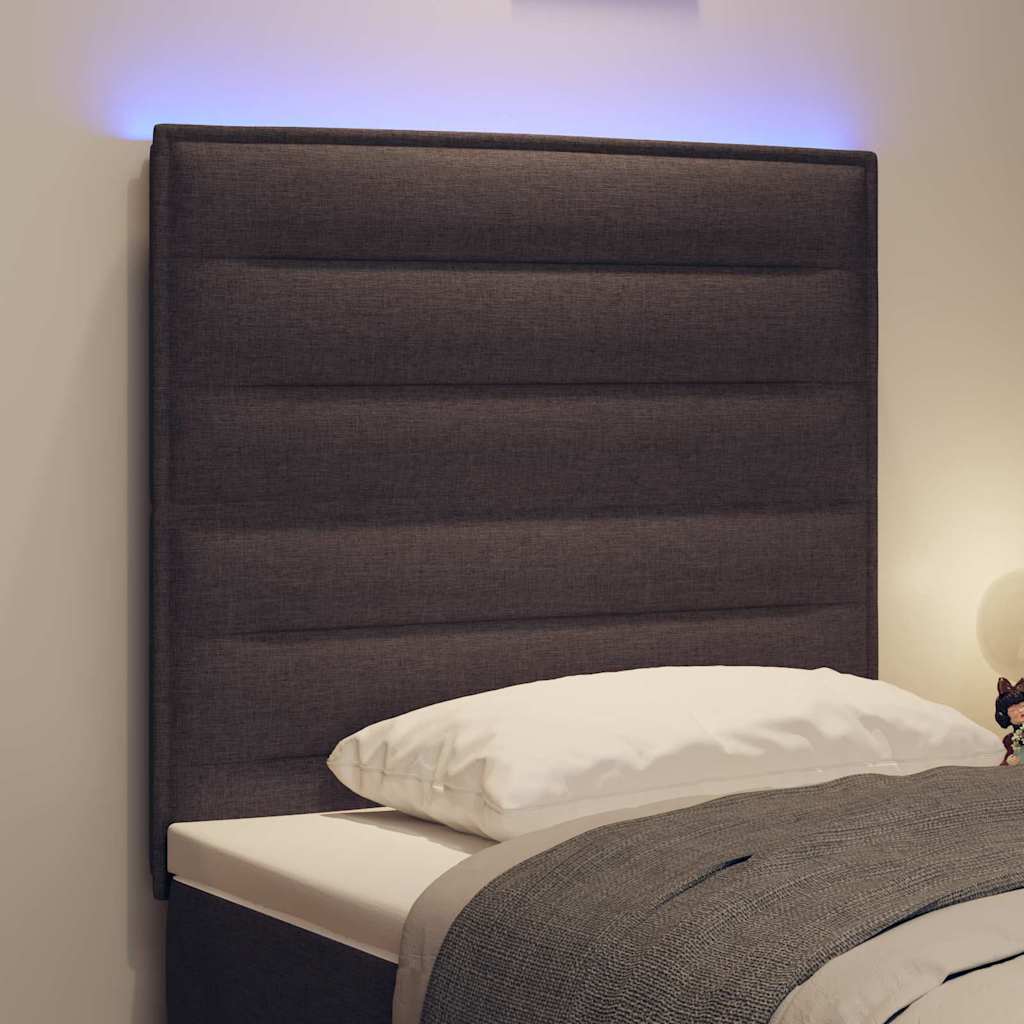 vidaXL Wezgłowie LED z paskami LED Ciemny brąz 80 cm tkanina