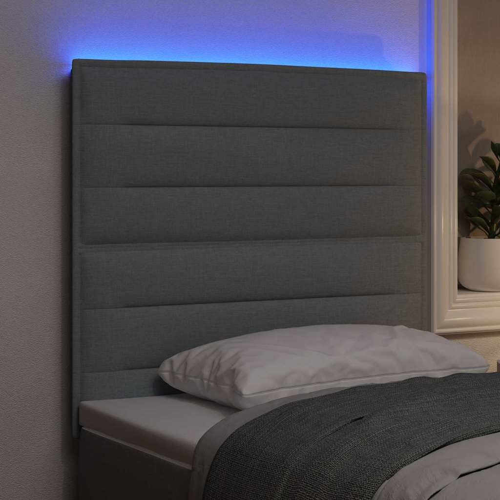 vidaXL Wezgłowie LED z paskami LED Jasnoszary 90 cm tkanina