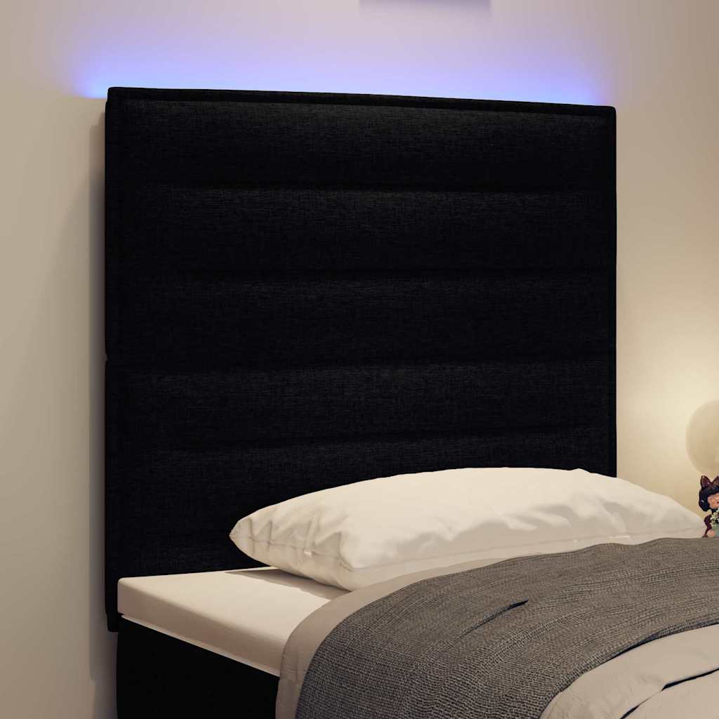 vidaXL Wezgłowie LED z paskami LED Z zagłówkiem Czarny 100 cm tkanina