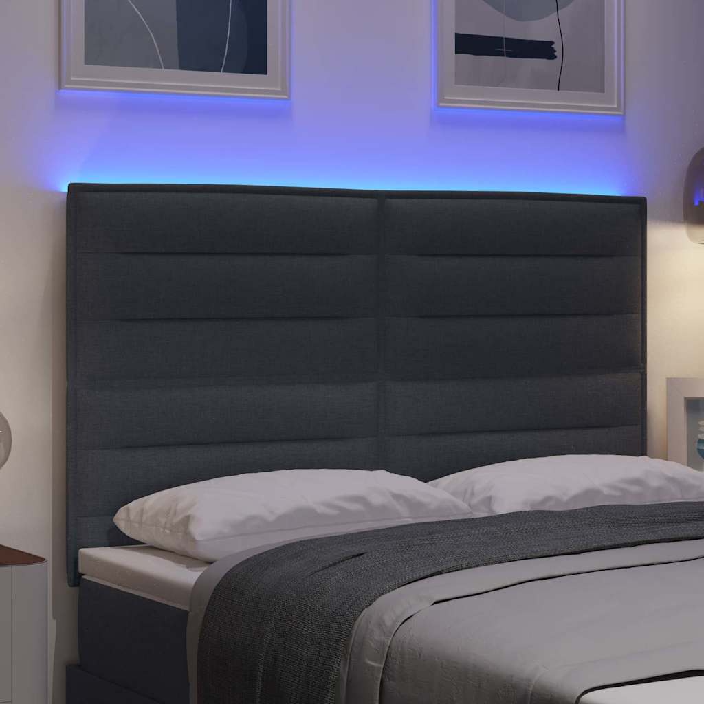 vidaXL Wezgłowie LED z paskami LED Ciemnoszary 160 cm tkanina