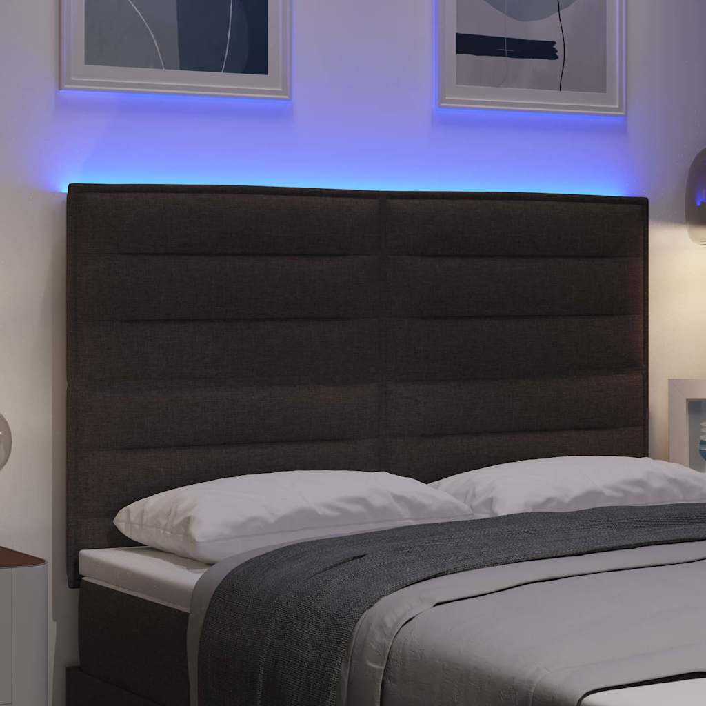 vidaXL Wezgłowie LED z paskami LED Ciemny brąz 160 cm tkanina