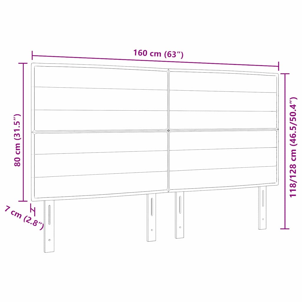vidaXL Wezgłowie LED z paskami LED Ciemny brąz 160 cm tkanina