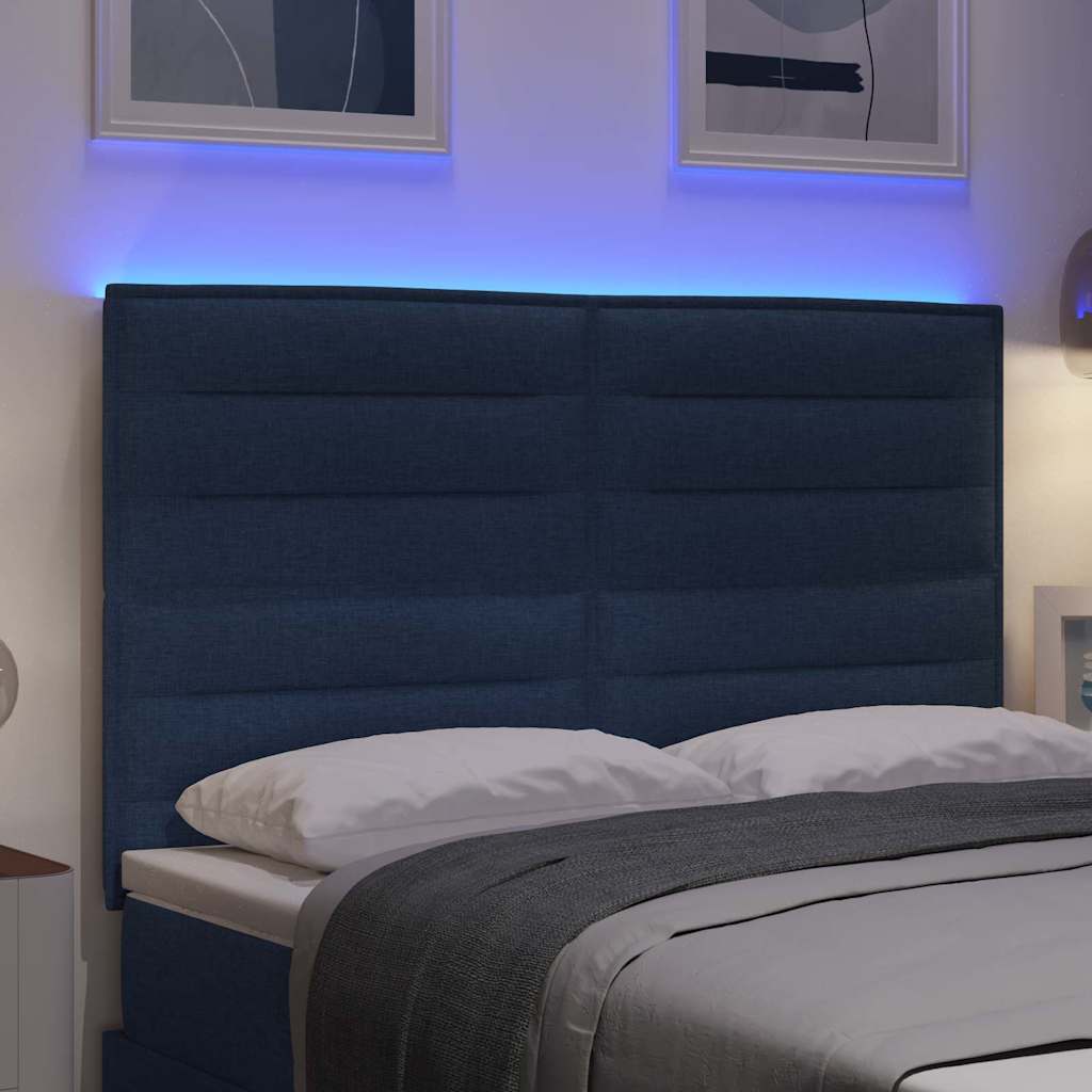 vidaXL Wezgłowie LED z paskami LED Niebieski 160 cm tkanina