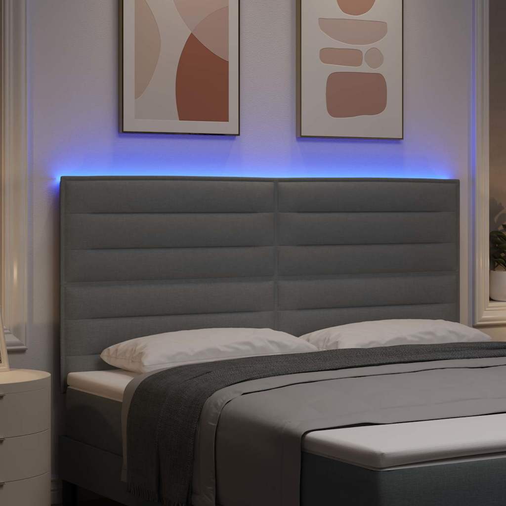 vidaXL Wezgłowie LED z paskami LED Jasnoszary 180 cm tkanina