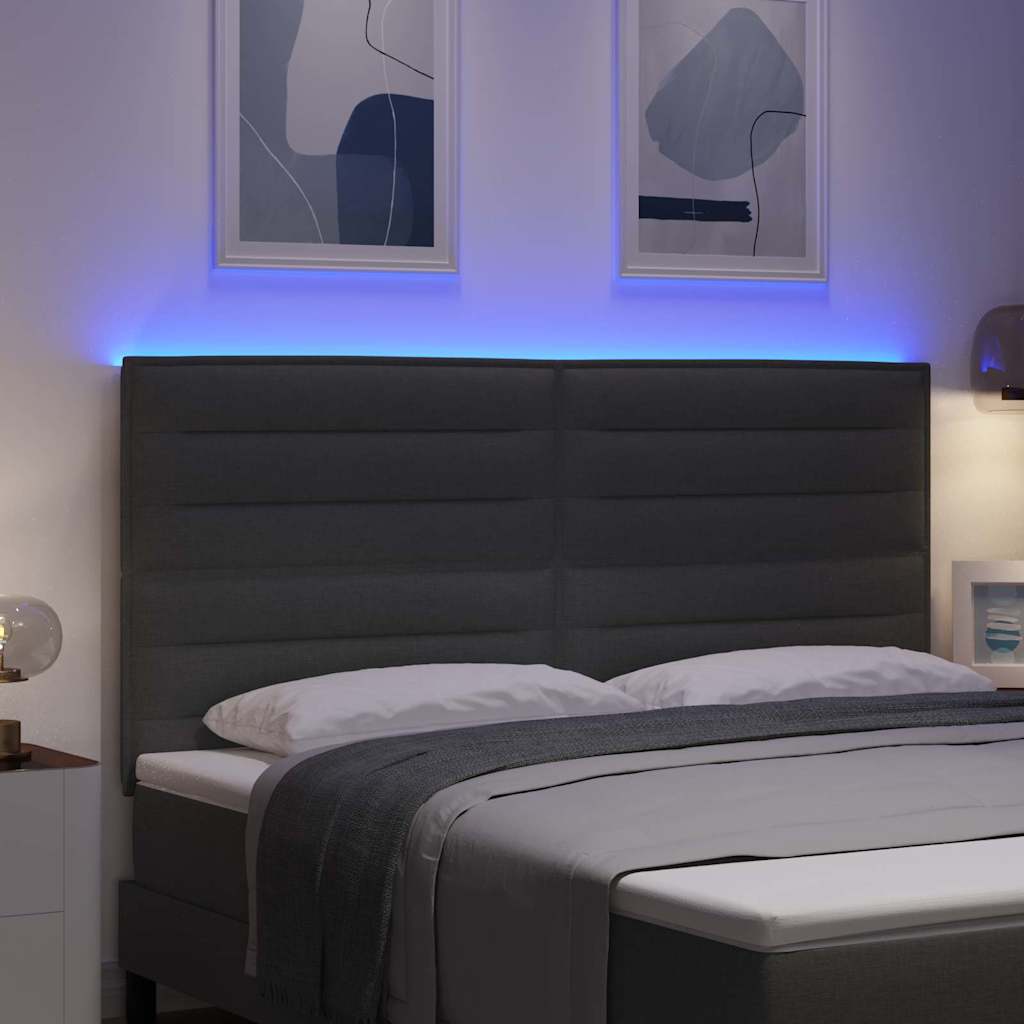vidaXL Wezgłowie LED z paskami LED Ciemnoszary 180 cm tkanina