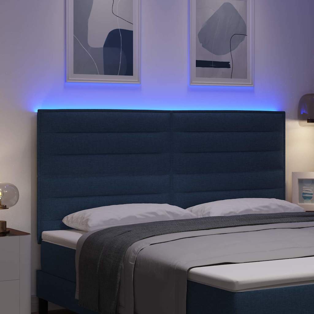 vidaXL Wezgłowie LED z paskami LED Niebieski 180 cm tkanina