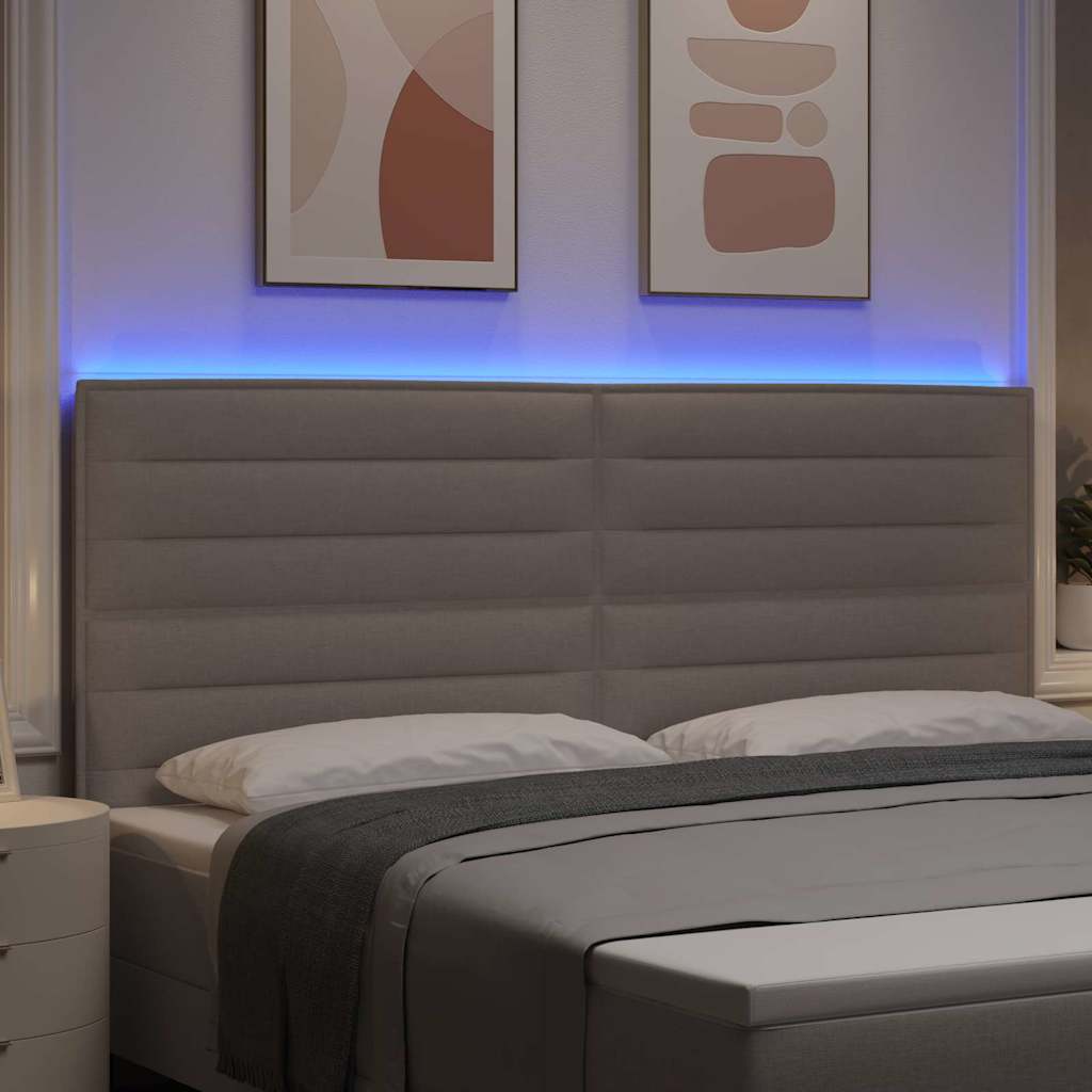 vidaXL Wezgłowie LED z paskami LED Ciemnoszary 200 cm tkanina