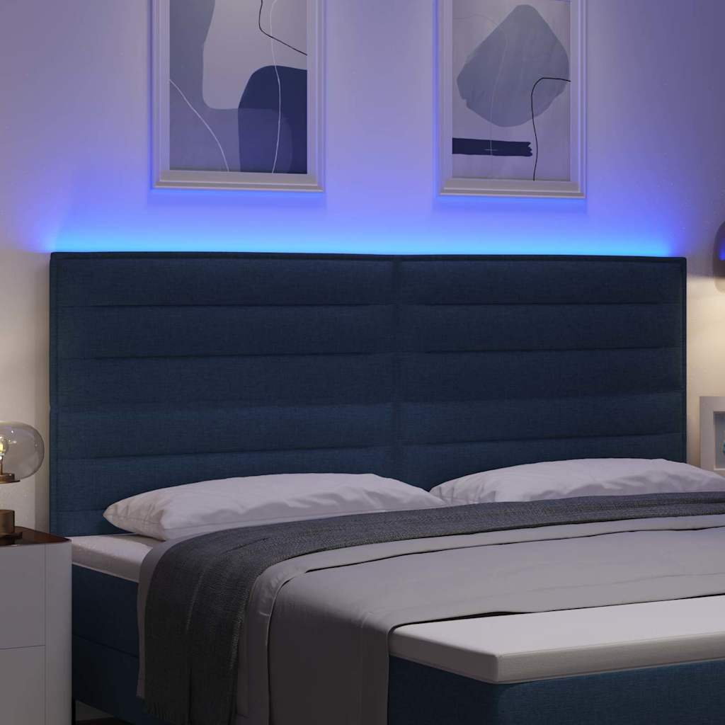 vidaXL Wezgłowie LED z paskami LED Niebieski 200 cm tkanina