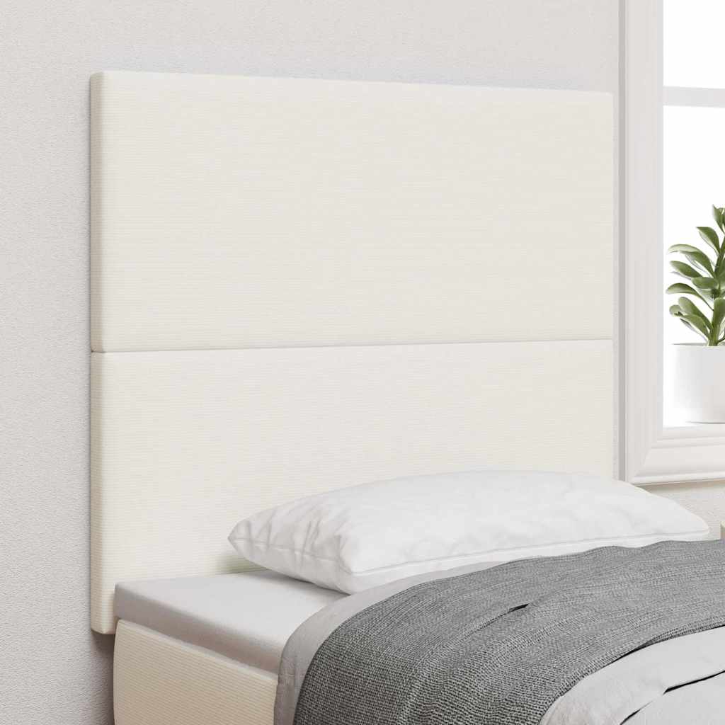 vidaXL Wezgłowie LED z paskami LED Kremowy 80 cm Tkanina sztruksowa