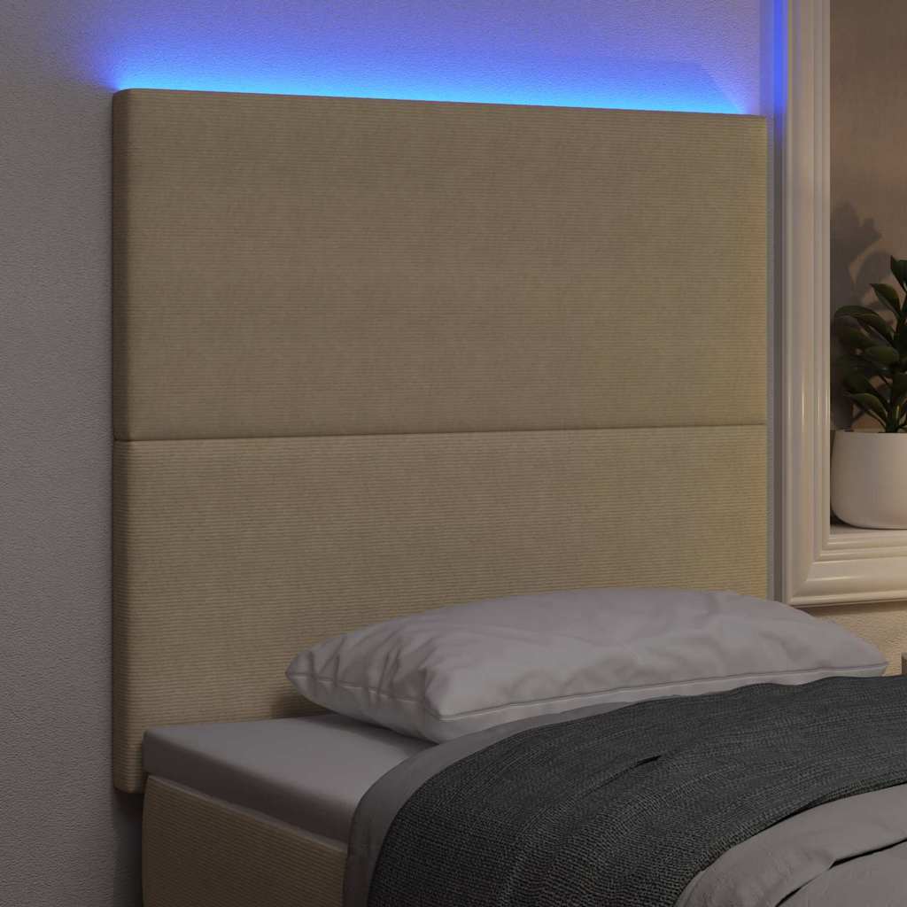 vidaXL Wezgłowie LED Szary zielony 100 cm Tkanina sztruksowa