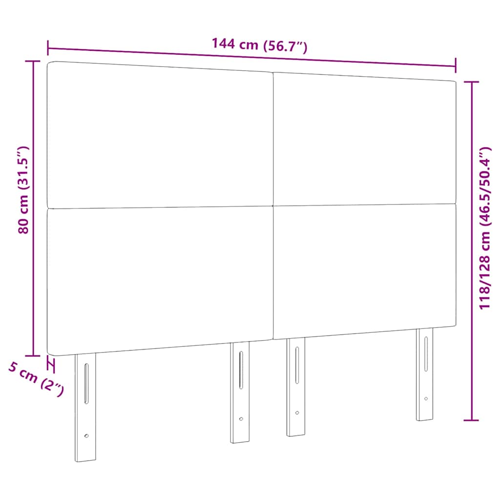 vidaXL Wezgłowie LED Ciemnoszary 144 cm Tkanina sztruksowa