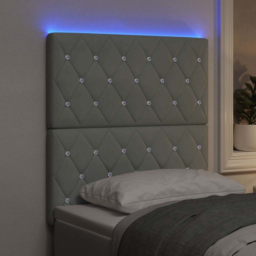 vidaXL Wezgłowie LED z paskami LED Jasnoszary 80 cm Aksamit