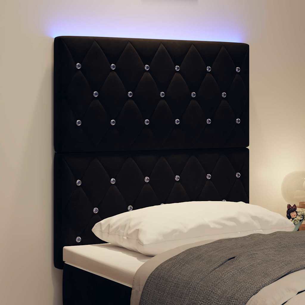 vidaXL Wezgłowie LED z paskami LED Z zagłówkiem Czarny 80 cm Aksamit