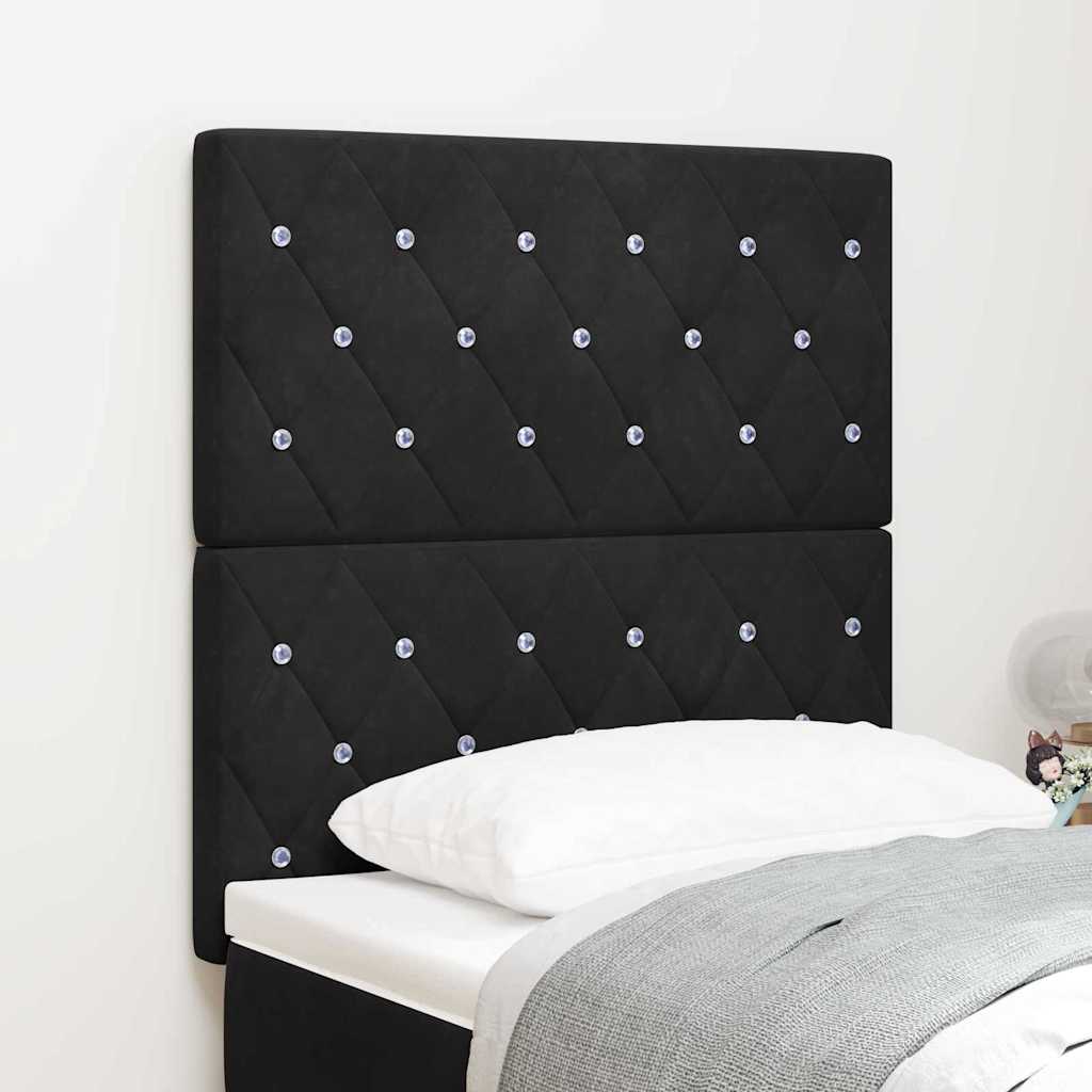 vidaXL Wezgłowie LED z paskami LED Z zagłówkiem Czarny 80 cm Aksamit