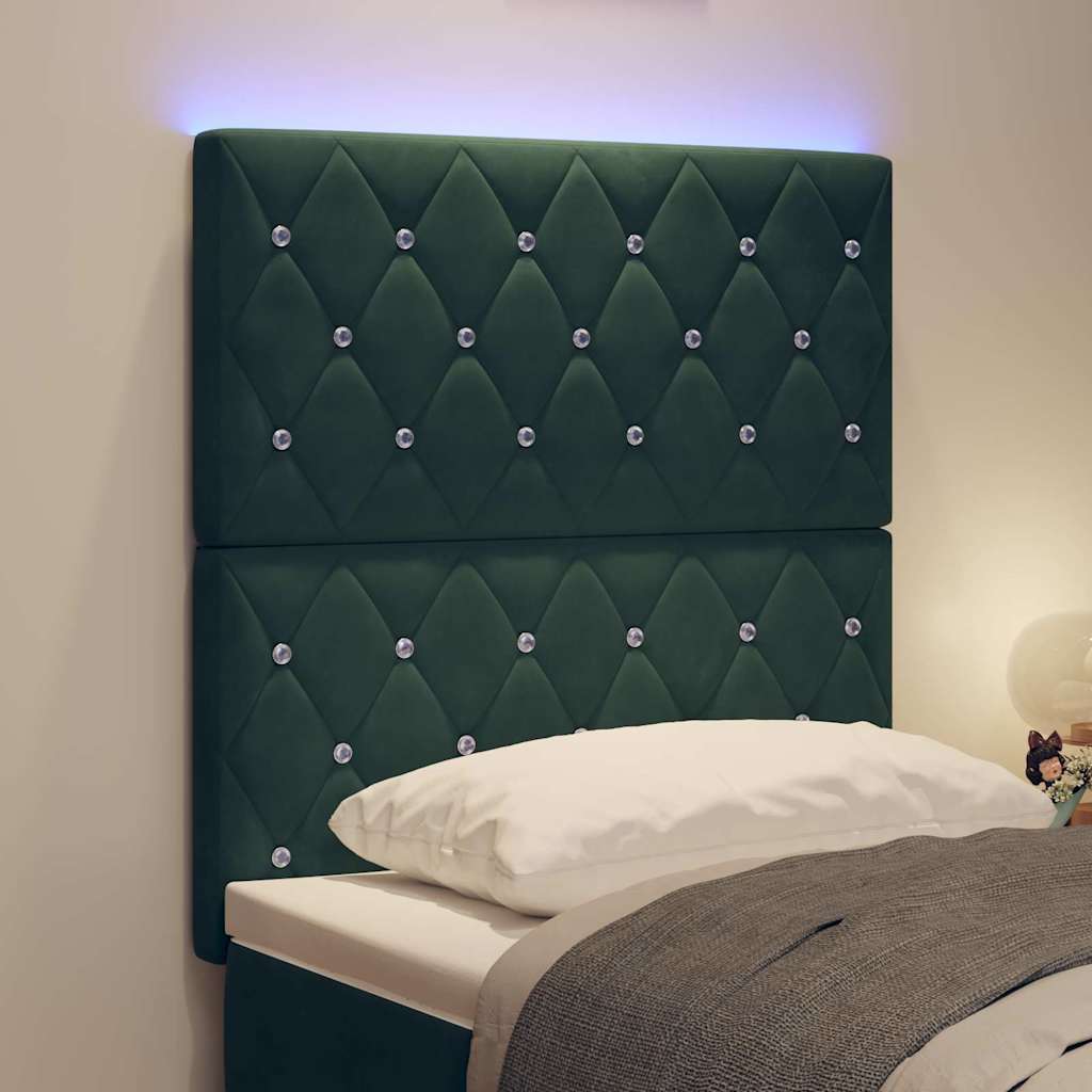 vidaXL Wezgłowie LED z paskami LED Ciemna zieleń 80 cm Aksamit