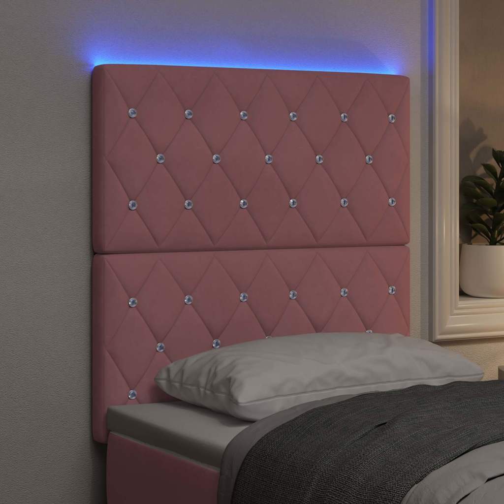 vidaXL Wezgłowie LED z paskami LED Z zagłówkiem Różowy 80 cm Aksamit