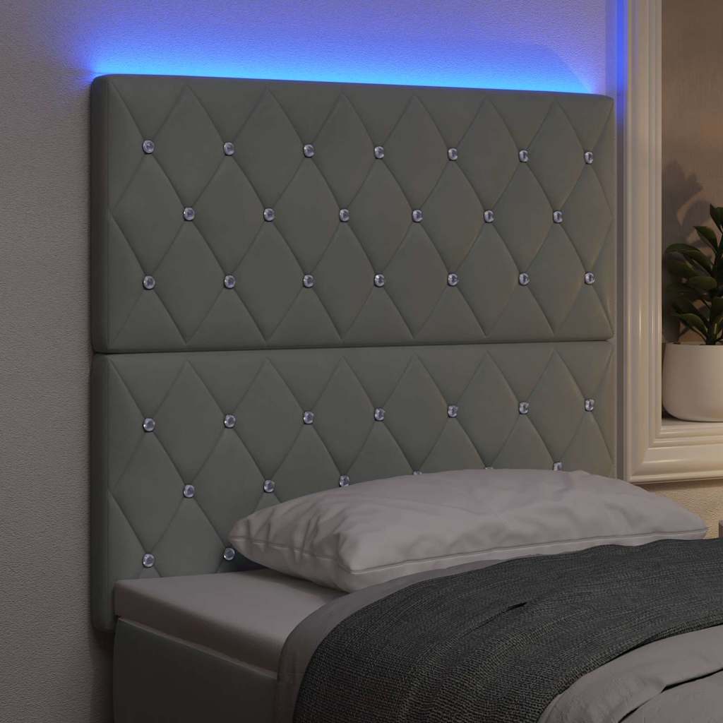 vidaXL Wezgłowie LED z paskami LED Jasnoszary 80 cm Aksamit