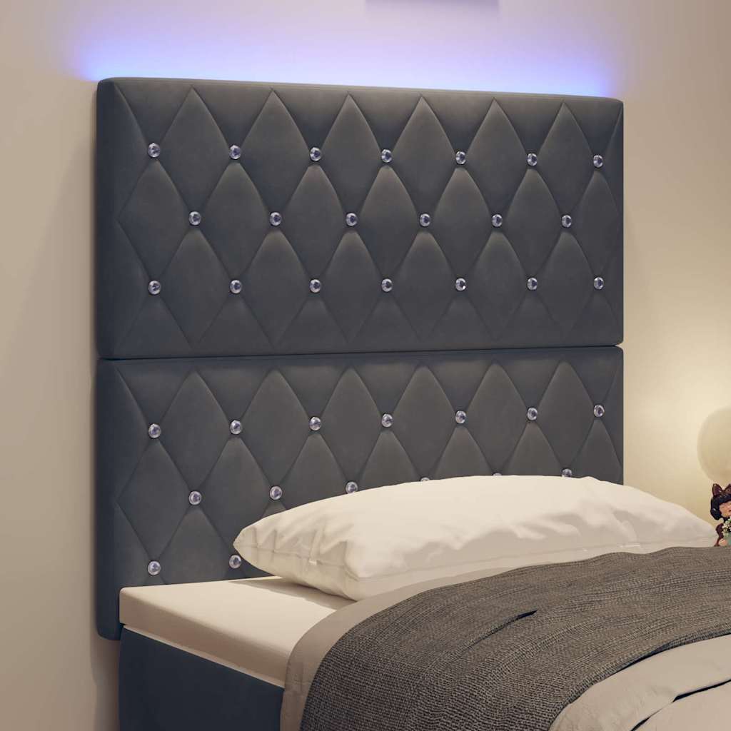 vidaXL Wezgłowie LED z paskami LED Ciemnoszary 100 cm Aksamit