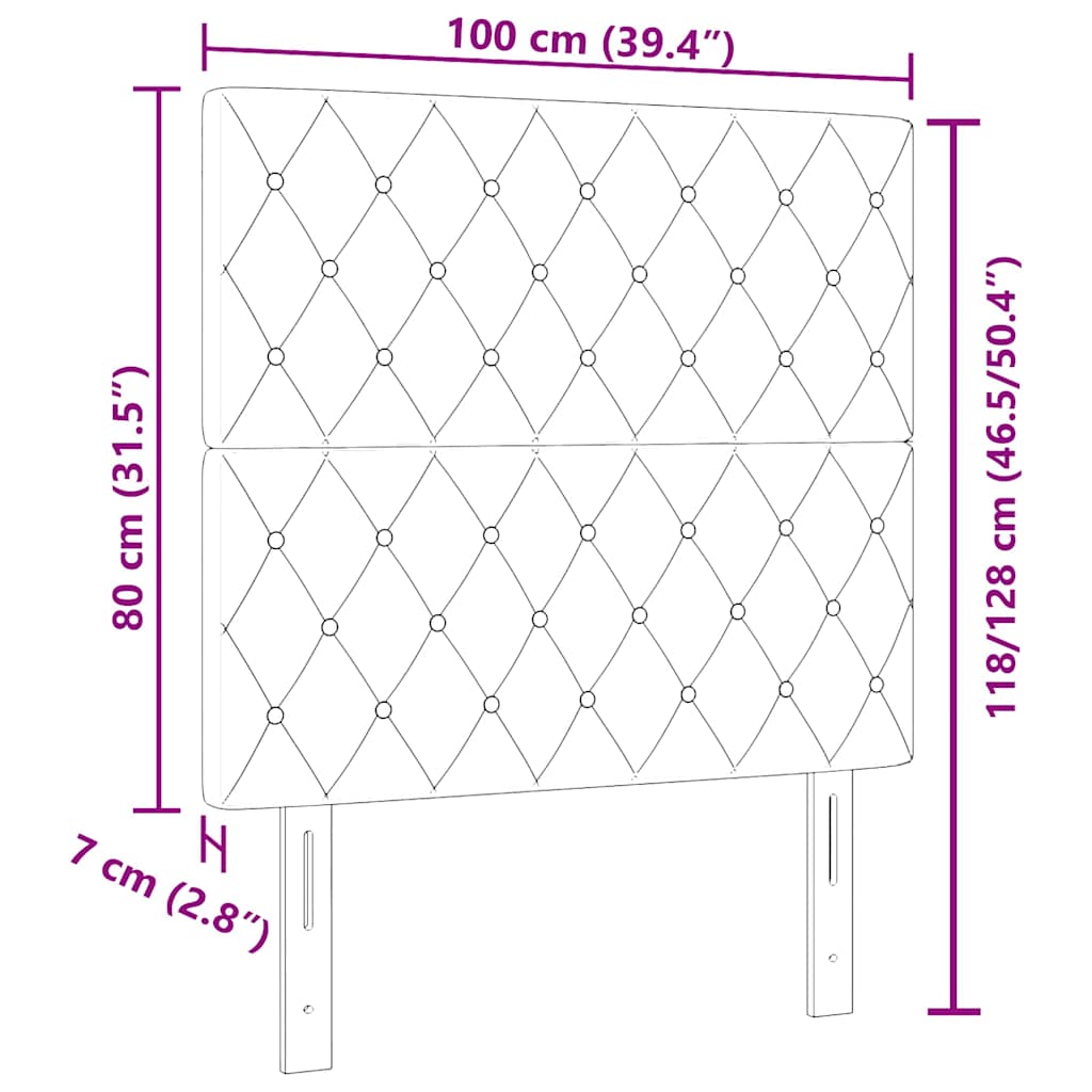 vidaXL Wezgłowie LED z paskami LED Z zagłówkiem Czarny 100 cm Aksamit