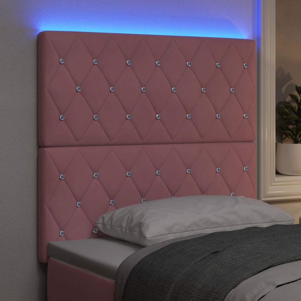 vidaXL Wezgłowie LED z paskami LED Z zagłówkiem Różowy 100 cm Aksamit