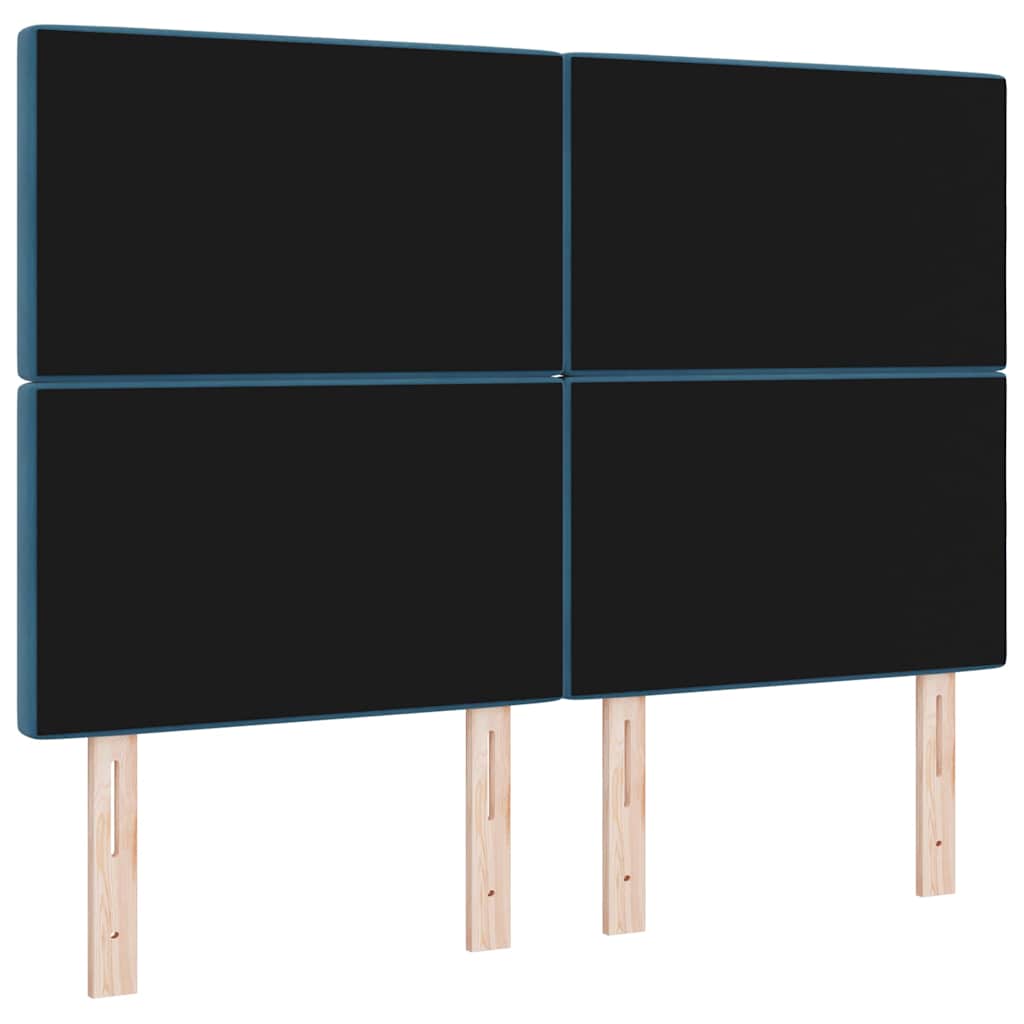 vidaXL Wezgłowie LED z paskami LED Ciemnoniebieski 160 cm Aksamit