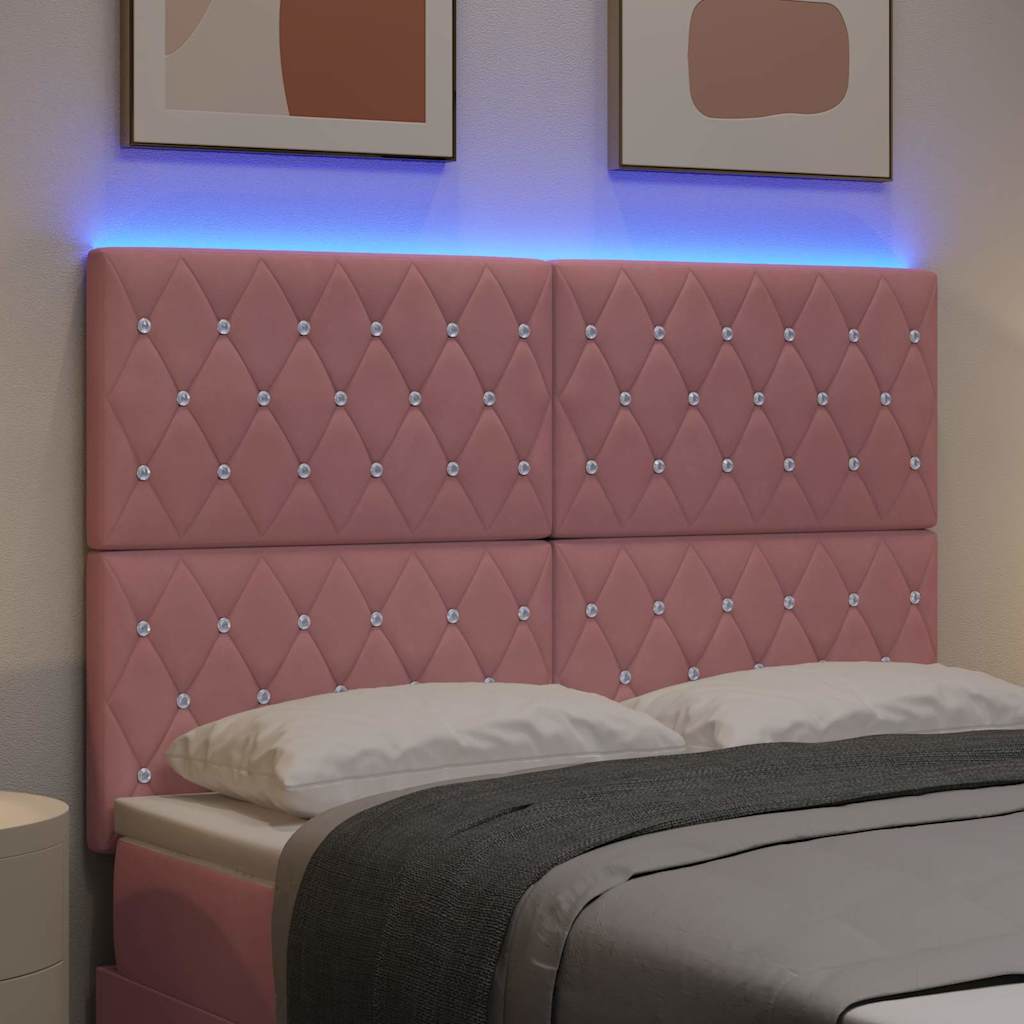 vidaXL Wezgłowie LED z paskami LED Z zagłówkiem Różowy 160 cm Aksamit