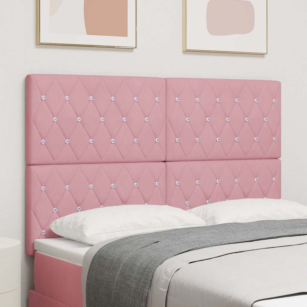 vidaXL Wezgłowie LED z paskami LED Z zagłówkiem Różowy 160 cm Aksamit