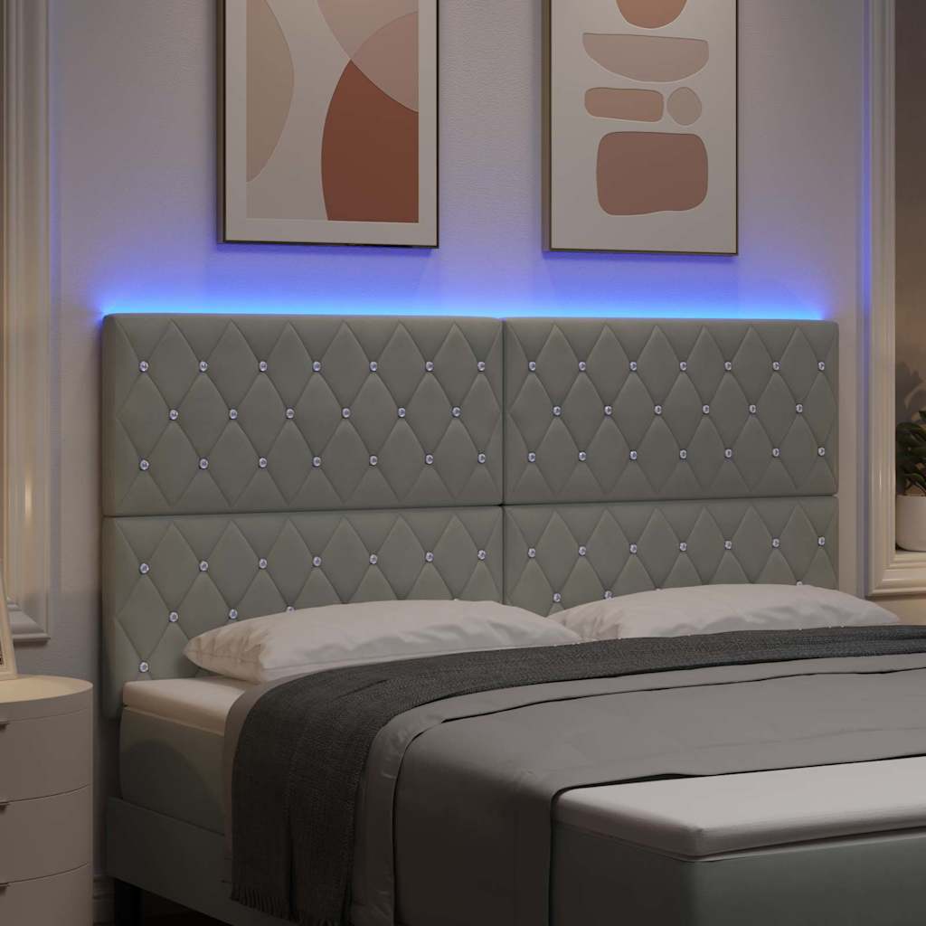 vidaXL Wezgłowie LED z paskami LED Jasnoszary 180 cm Aksamit