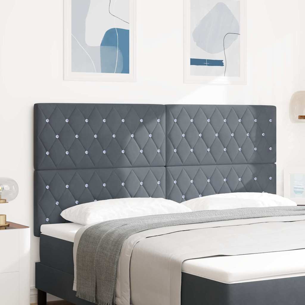 vidaXL Wezgłowie LED z paskami LED Ciemnoszary 180 cm Aksamit