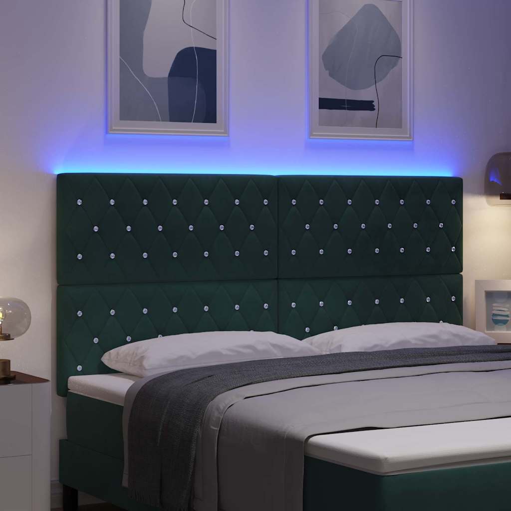 vidaXL Wezgłowie LED z paskami LED Ciemna zieleń 180 cm Aksamit