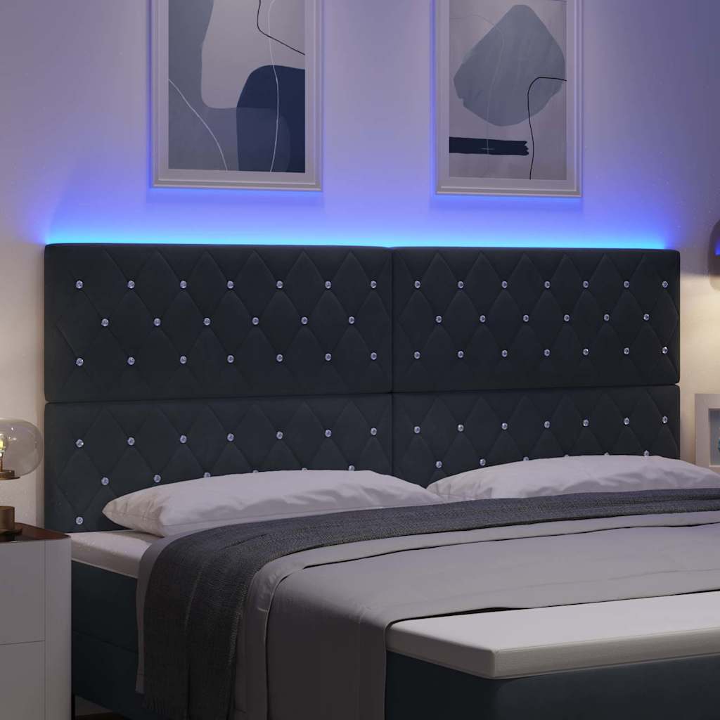 vidaXL Wezgłowie LED z paskami LED Ciemnoszary 200 cm Aksamit