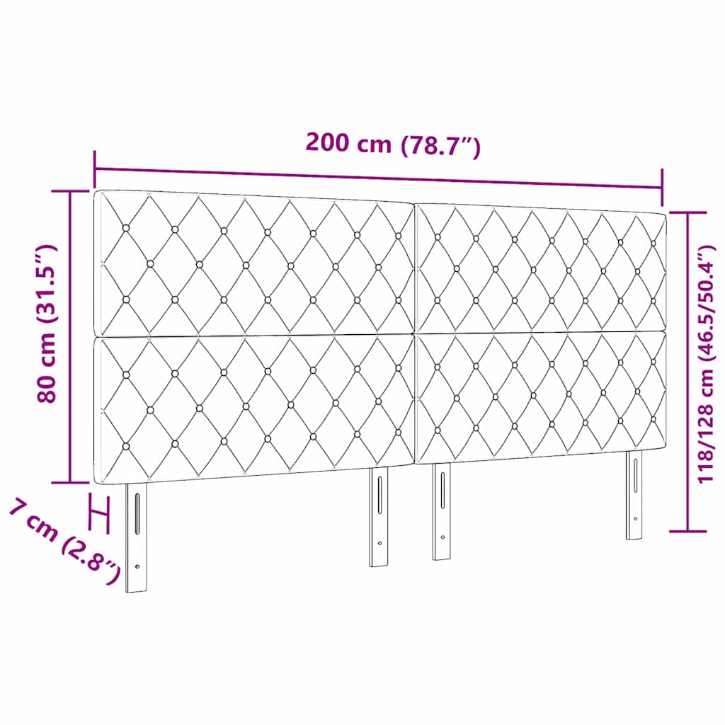 vidaXL Wezgłowie LED z paskami LED Z zagłówkiem Czarny 200 cm Aksamit