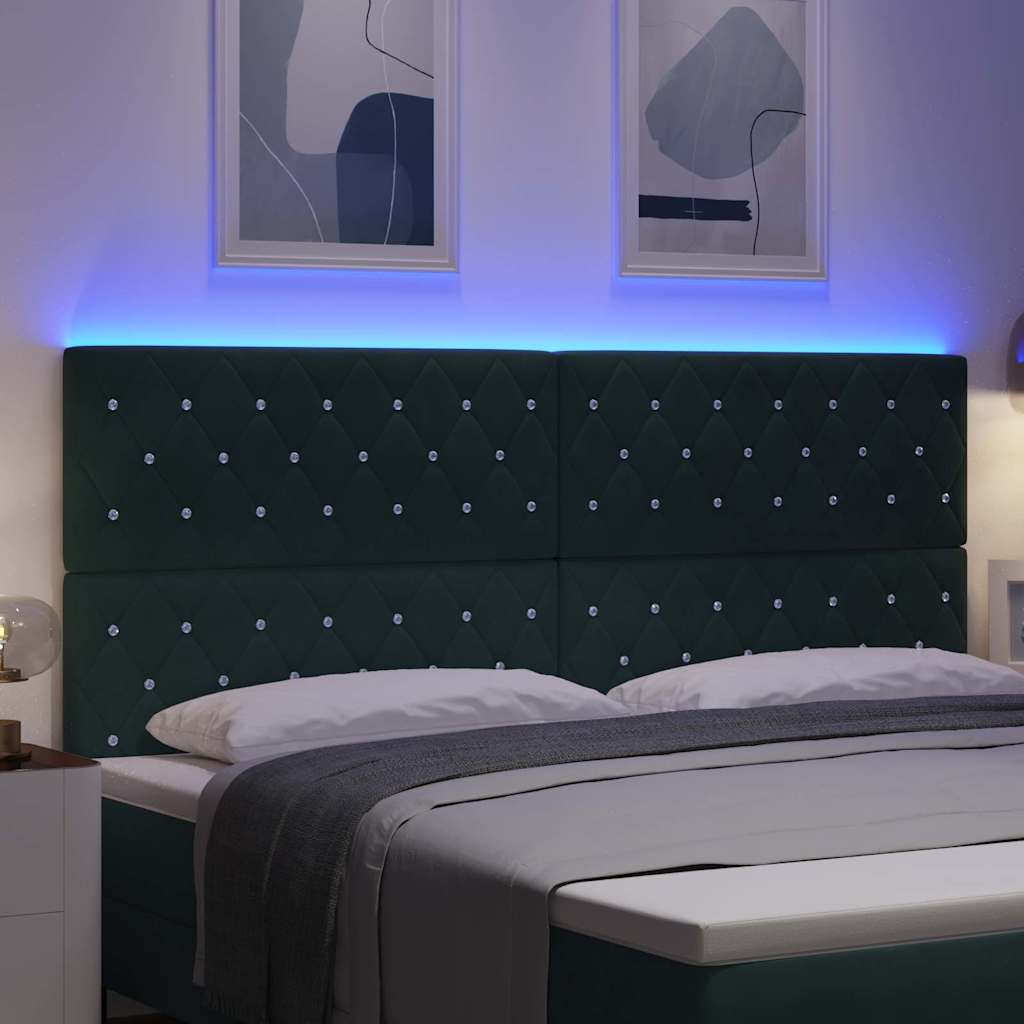 vidaXL Wezgłowie LED z paskami LED Ciemna zieleń 200 cm Aksamit