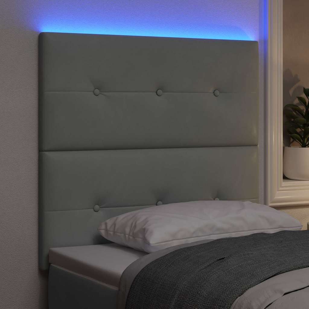 vidaXL Wezgłowie LED z paskami LED Jasnoszary 80 cm Aksamit