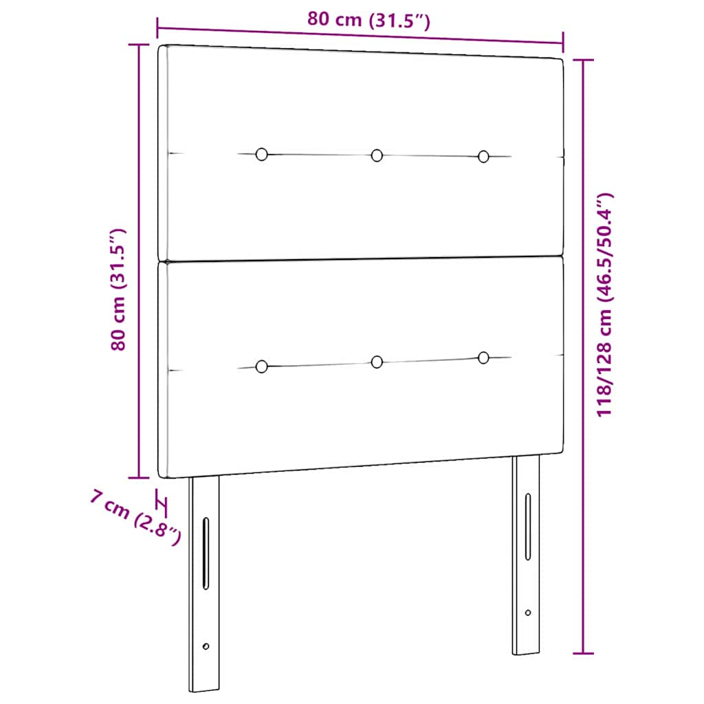 vidaXL Wezgłowie LED z paskami LED Czarny 80 cm Aksamit