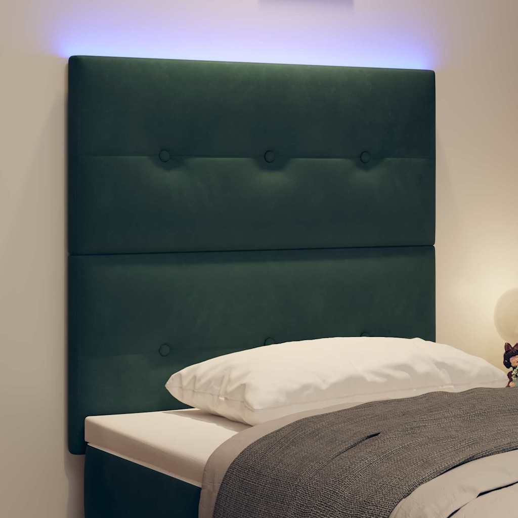 vidaXL Wezgłowie LED z paskami LED Zielony 80 cm Aksamit