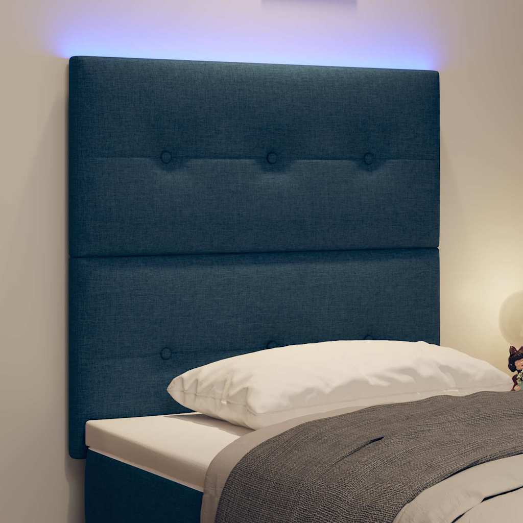 vidaXL Wezgłowie LED z paskami LED Niebieski 90 cm tkanina