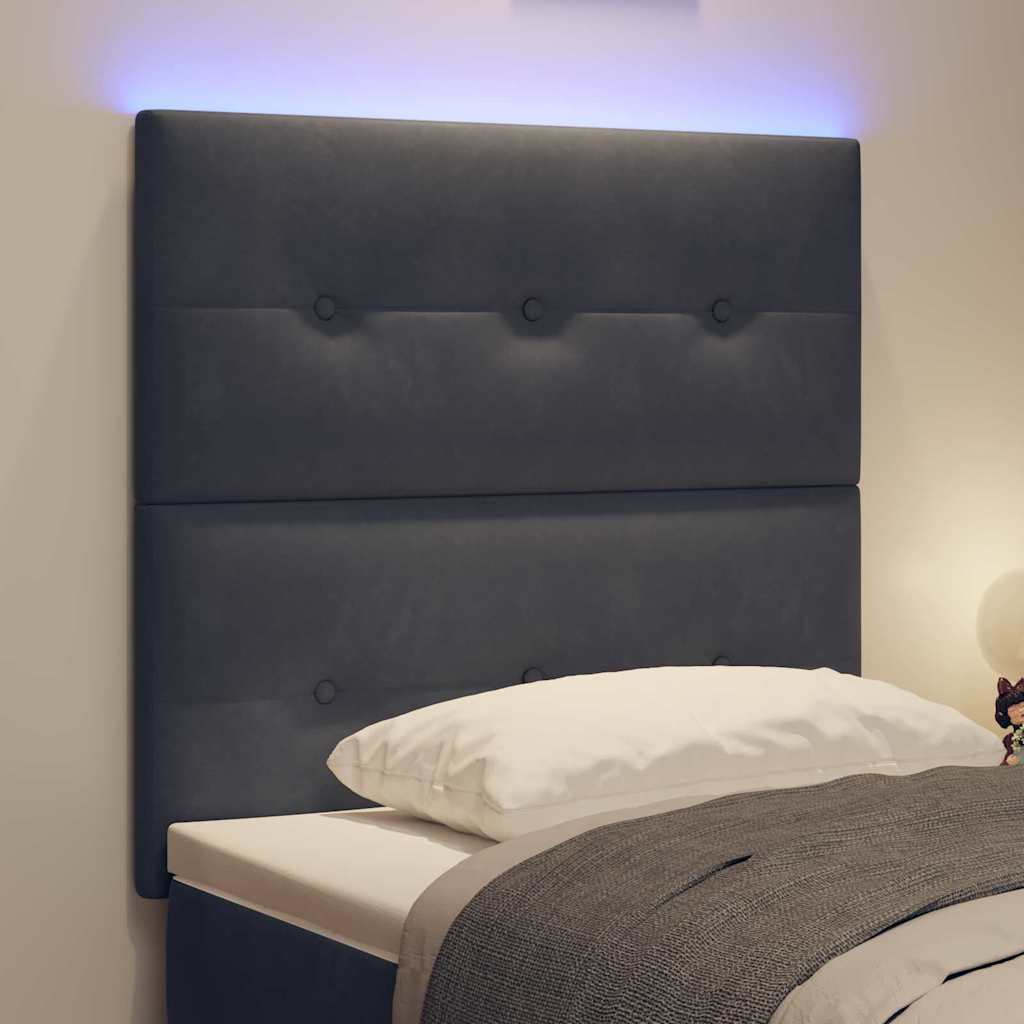 vidaXL Wezgłowie LED z paskami LED Szary 90 cm Aksamit