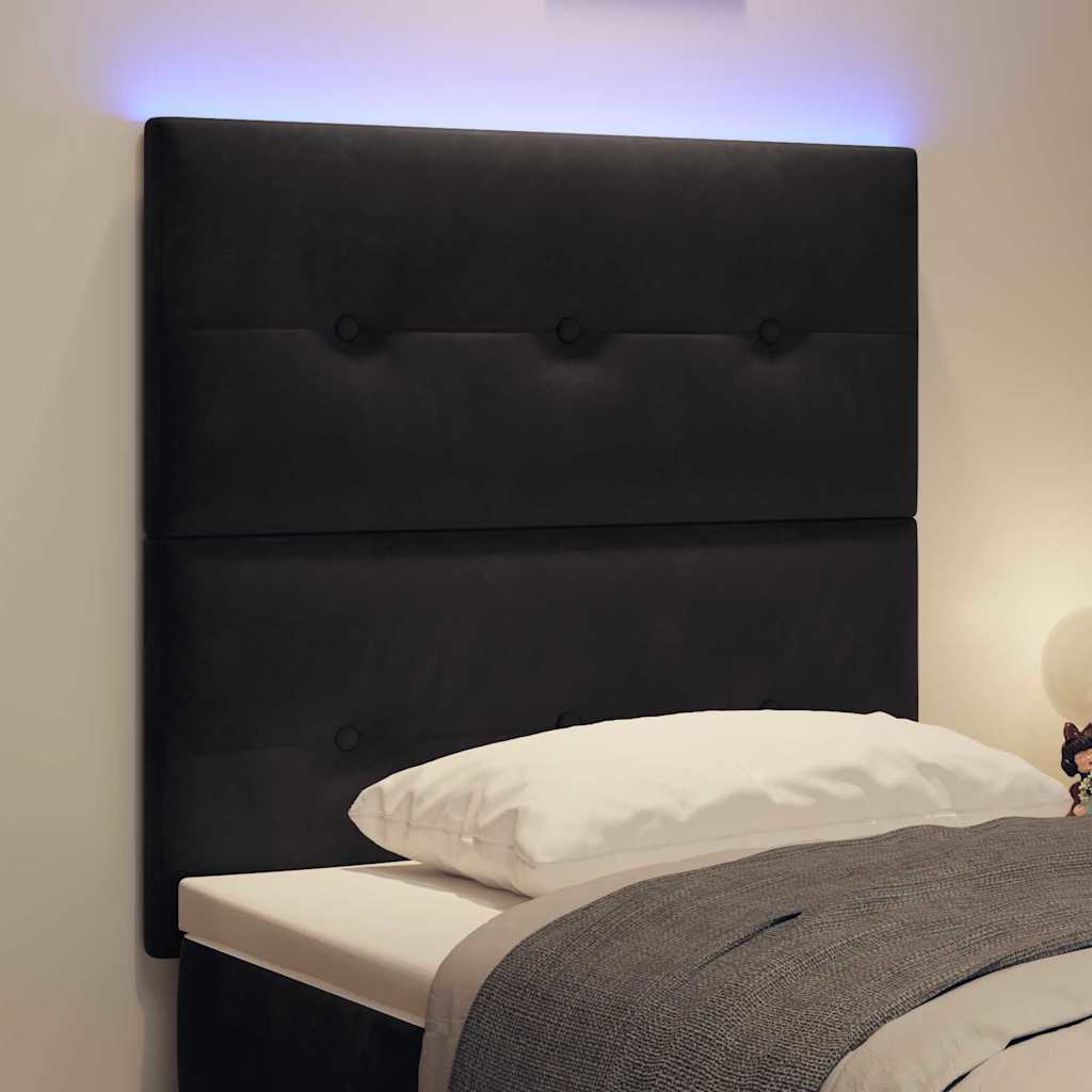 vidaXL Wezgłowie LED z paskami LED Czarny 90 cm Aksamit