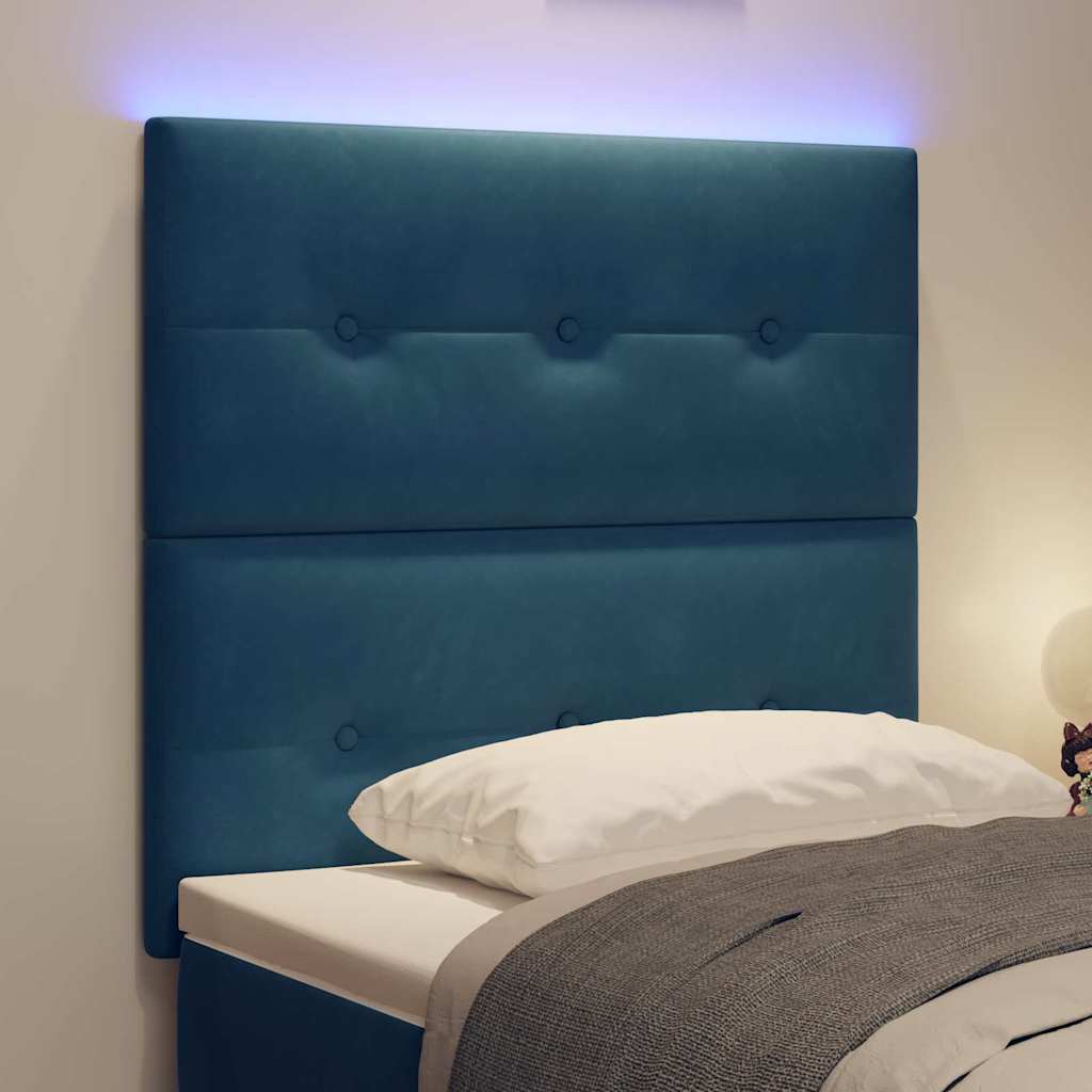 vidaXL Wezgłowie LED z paskami LED Niebieski 90 cm Aksamit