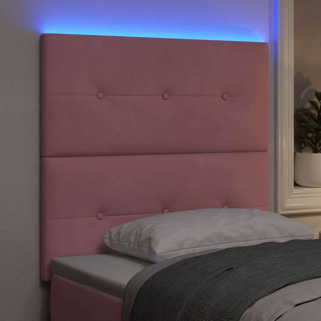 vidaXL Wezgłowie LED z paskami LED Różowy 90 cm Aksamit