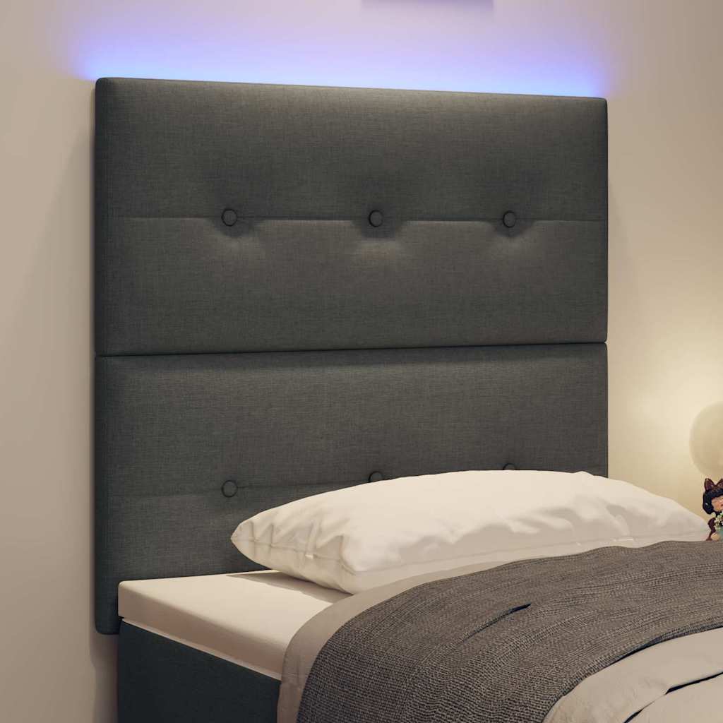 vidaXL Wezgłowie LED z paskami LED Ciemnoszary 100 cm tkanina