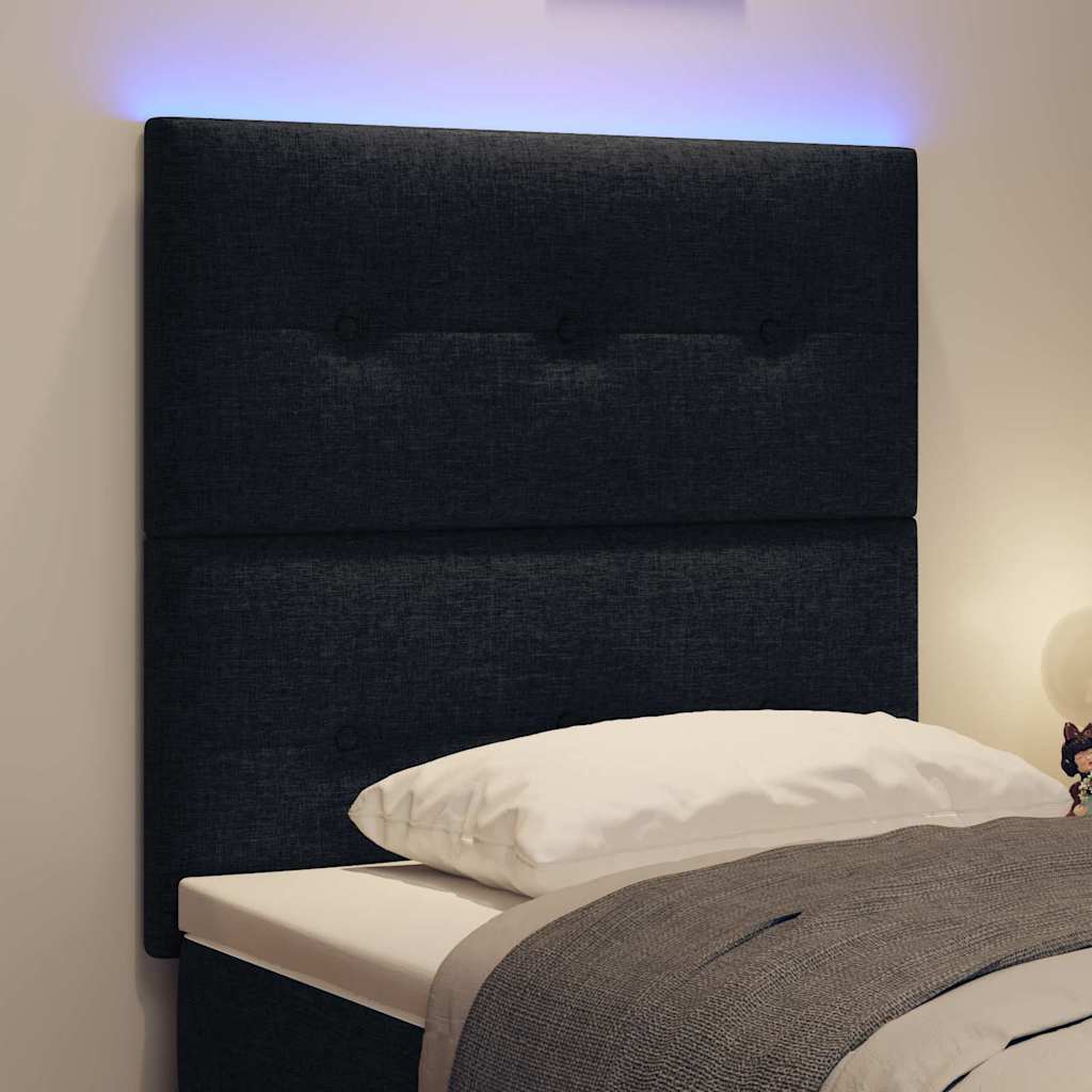 vidaXL Wezgłowie LED z paskami LED Z zagłówkiem Czarny 100 cm tkanina