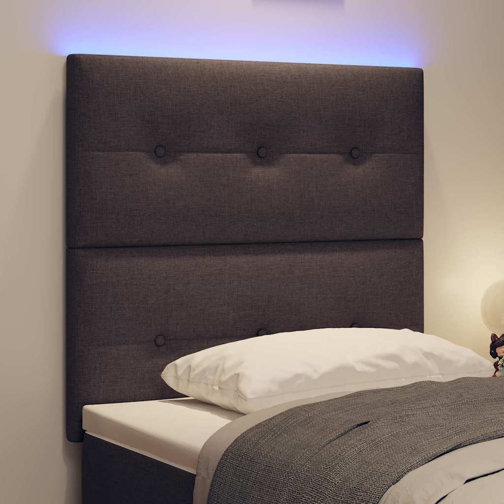 vidaXL Wezgłowie LED z paskami LED Ciemny brąz 100 cm tkanina