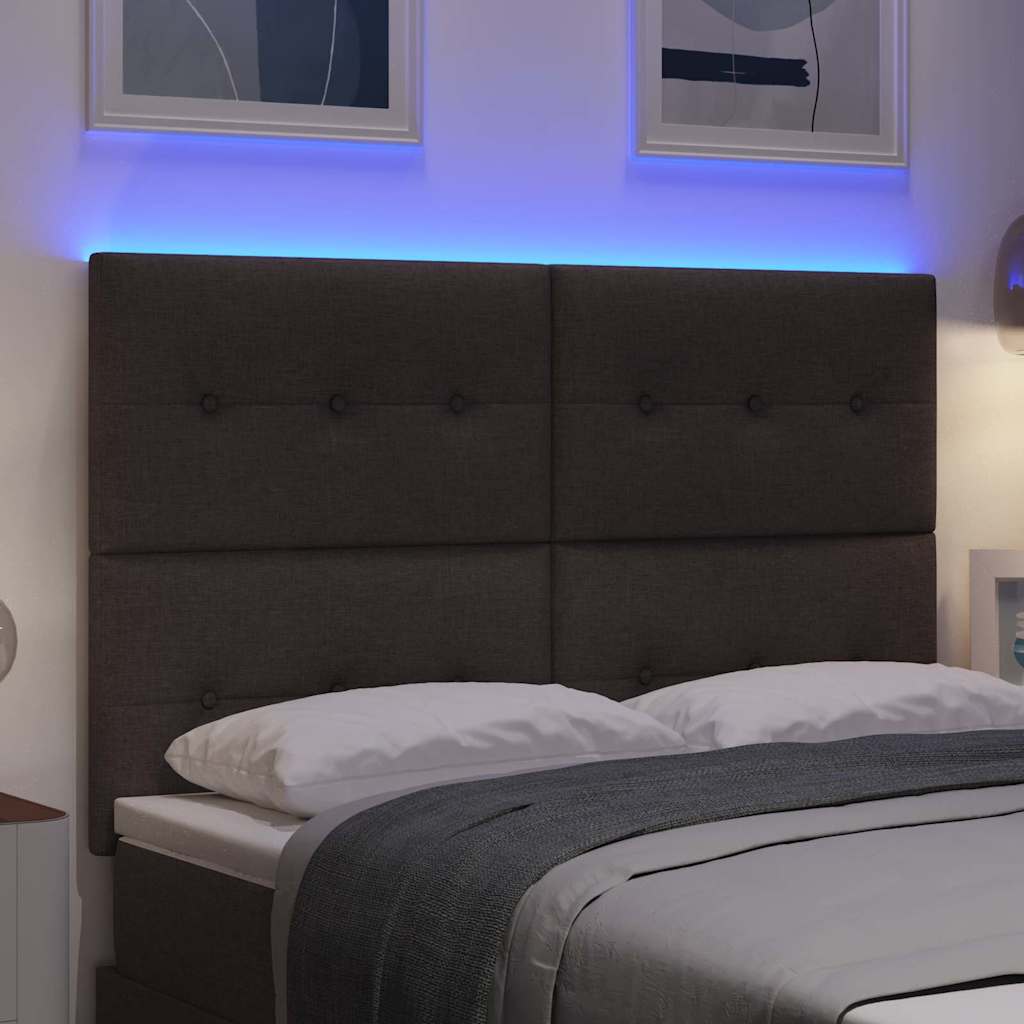 vidaXL Wezgłowie LED z paskami LED Ciemny brąz 144 cm tkanina