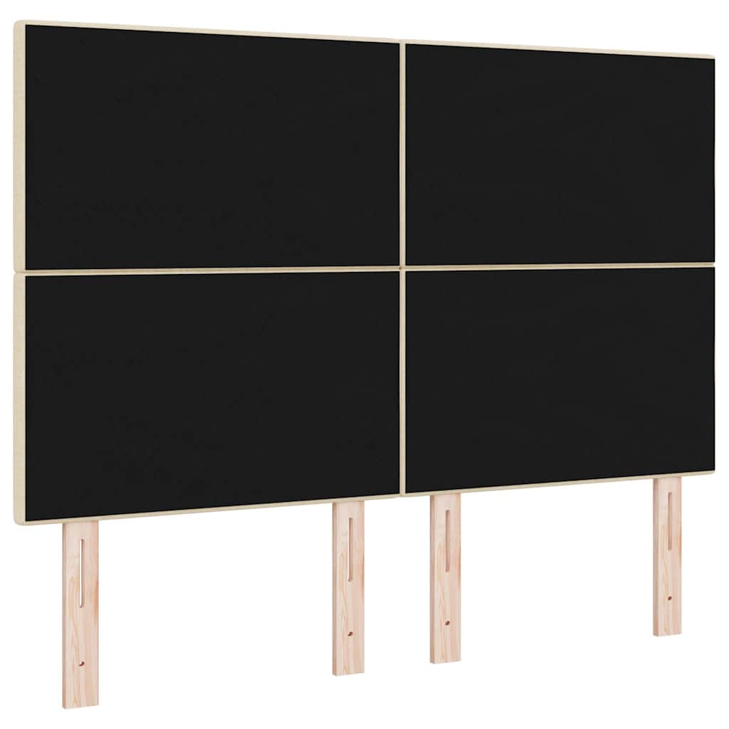 vidaXL Wezgłowie LED z paskami LED Z zagłówkiem Kremowy 144 cm tkanina