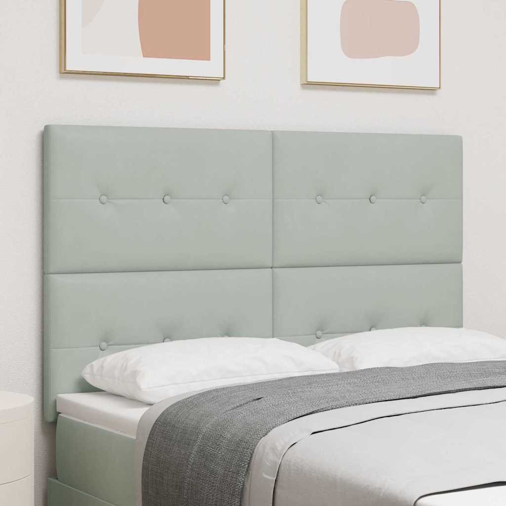 vidaXL Wezgłowie LED z paskami LED Jasnoszary 144 cm Aksamit